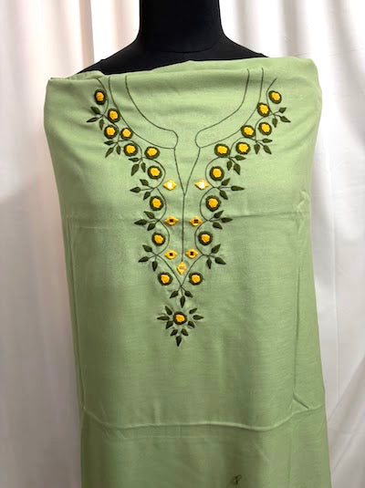 Bullion Rose and Leaf Embroidery Top- Pista Green- Pre- Order only (Copy)