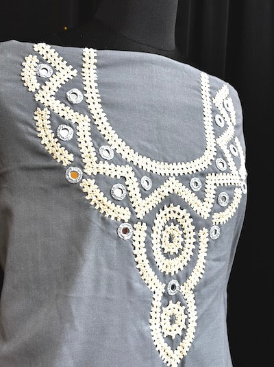 Kutch work Tops- Silver Grey