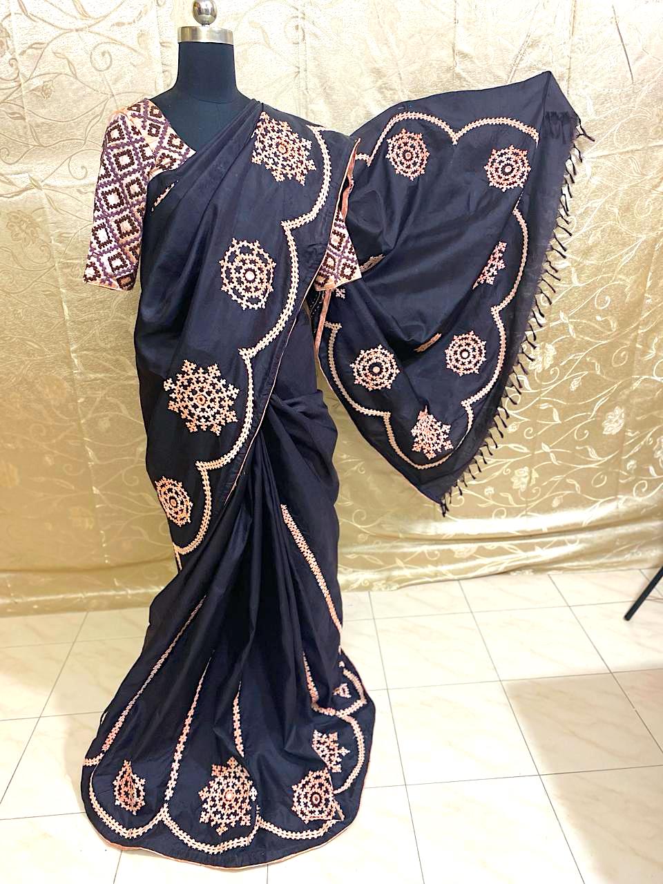 Kutch Work Hand embroidered Saree - DISPLAY ONLY; CAN BE DONE UPON REQUEST