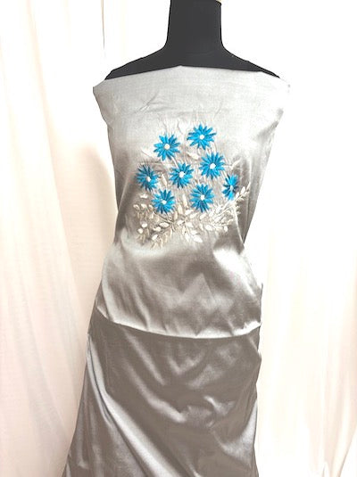 Satin Top- Silver Grey